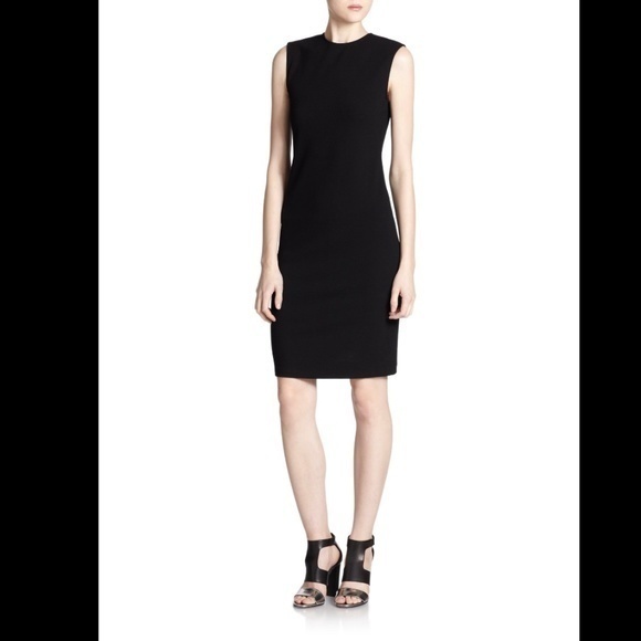 VINCE Black Crêpe Sheath Mini Dress Stretchy Sleeveless‎ LBD - Picture 2 of 6